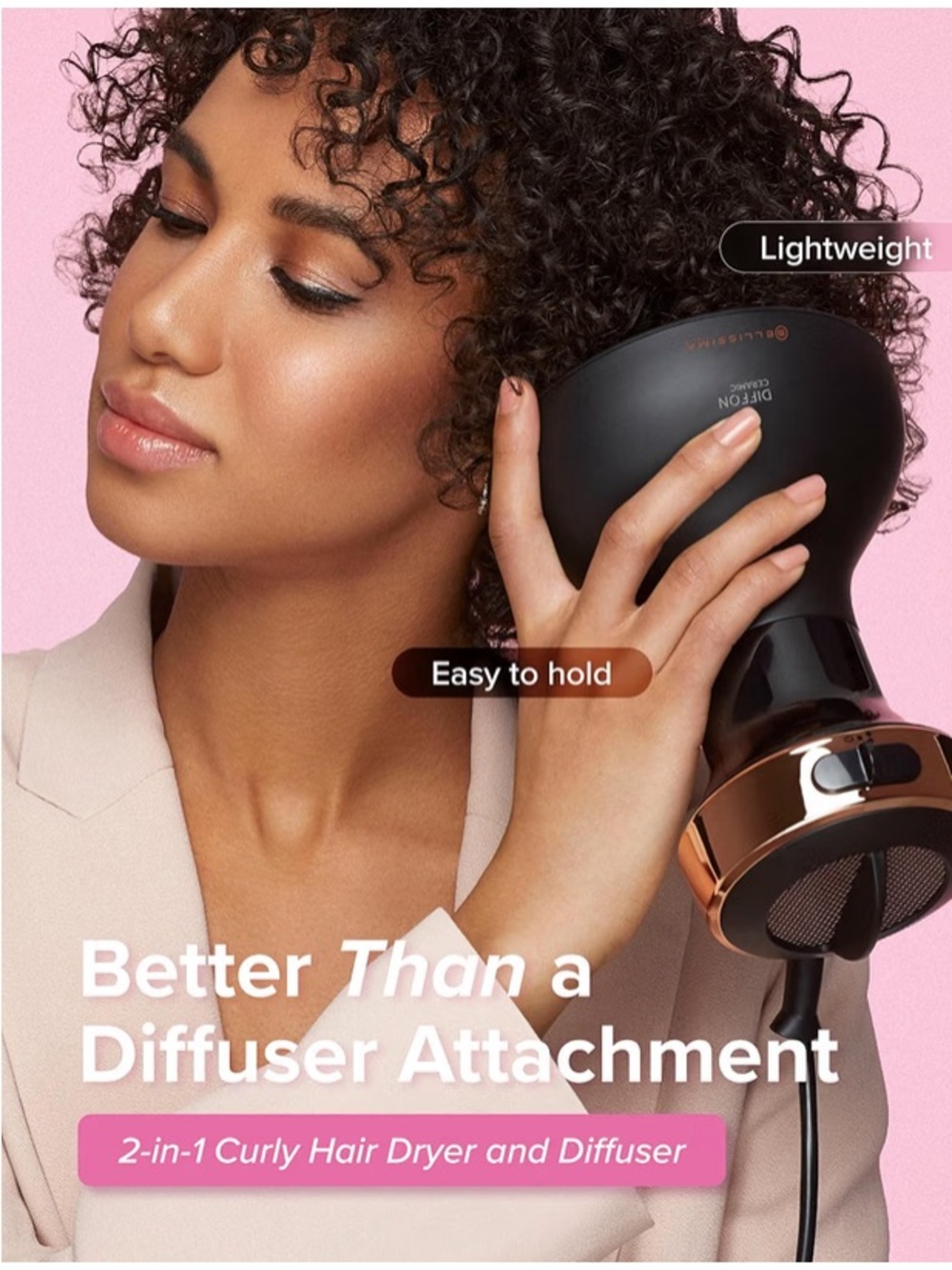 Bellissima Diffon Ceramic Diffuser for Curly Hair - Black - Picture 7 of 12